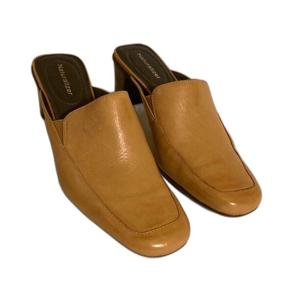 Naturalizer Shoes - NATURALIZER Mule Leather Upper Camel Tan Comfort Shoes Heels Womens 8M